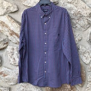 Chaps Plaid Long Sleeve Stretch Easy Care Button shirt - Navy/Red/Blue/White